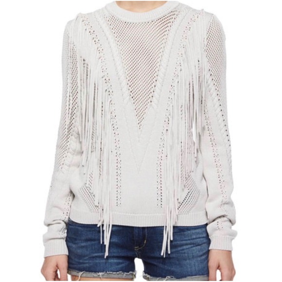 RONNY KOBO fringe‎ knit sweater — small — cream / neutral western boho - Picture 7 of 7